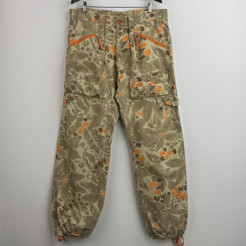 Vintage Diesel Cargo Pants Men's 36 Beige Tropical Camo Orange Utility Parachute